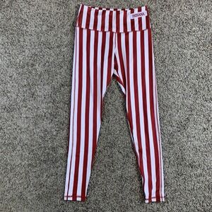 Indiana Hoosiers Leggings Size Medium Red White Candy Striped Game Day Zoozatz